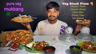 VEG STOCK PIZZA CRUNCHY MOMO OR SPRING ROLL FULL SPICY CHOW MEIN PANEER TIKKA VEG BURGER asmr [upl. by Jariah45]