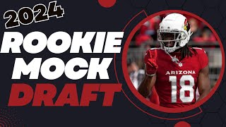 2024 Rookie Mock Draft  Dynasty Devy Fantasy Football PreDetermined Landing Spots [upl. by Ymmot]