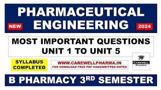 Pharmaceutical Engineering 3rd Semester Important Questions  B Pharmacy 3rd Semester  C Pharma [upl. by Anael]