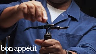 How To Open Wine Like A Pro Use A Wine Key  Bon Appétit [upl. by Lacagnia]