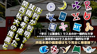 【関西私大序列大学群】関西私大の推薦と就職を考慮した序列が判明！？摂南大学未満は学力試験で入るのが一般的ではなく偏差値はほぼ無意味！？【関関同立産近甲龍外外経工佛摂神追桃南産商法】 [upl. by Conlin561]