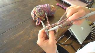 Knitting Purl Stitch and Casting Off [upl. by Nomelihp]