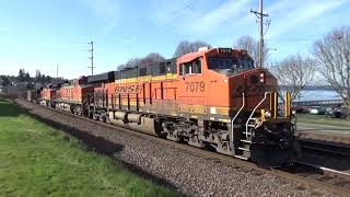 Northbound BNSF Coal Train passes through Ruston Way [upl. by Onailil668]