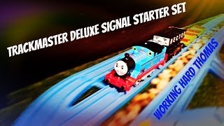 Trackmaster Deluxe signal starter set 2014 with quotWorking Hardquot Thomas [upl. by Eiryt]