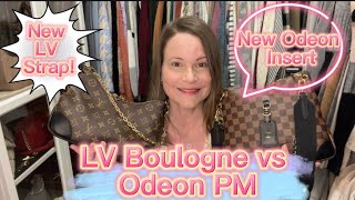 Battle of the Bags Louis Vuitton Boulogne vs Odeon PM PLUS new LV Strap amp Insert for the Odeon [upl. by Nnaarat]