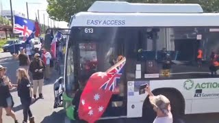 Convoy to Canberra protesters confrontation with bus driver [upl. by Kera]