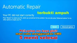 Cara Mengatasi Automatic Repair  Your PC Did Not Start Correctly di Windows 10 [upl. by Ydnih]