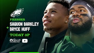 Saquon Barkley Bryce Huff amp Zack Baun Eagles introductory press conference [upl. by Aleece]