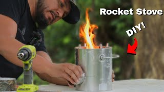 Construye un ROCKET STOVE con LATAS PASO a PASO y COCINANDO [upl. by Yokum]