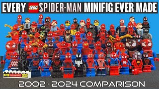 COMPARISON EVERY LEGO SpiderMan Minifig EVER MADE 2002  2024 [upl. by Boccaj]