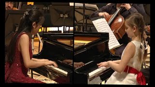 Bach Concerto for two pianos in C minor Tanja Zhou and Alma Deutscher [upl. by Ynnahc]