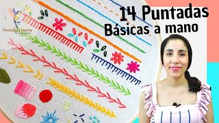 BORDADO A MANO PARA PRINCIPIANTES PASO A PASO 😘 14 PUNTADAS BÁSICAS QUE DEBES APRENDER [upl. by Bromley]