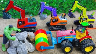 Diy tractor mini Bulldozer to making concrete road  Construction Vehicles Road Roller 118 [upl. by Nibbor]