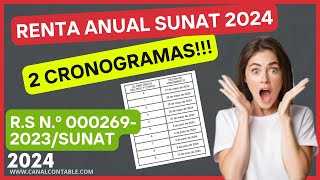 Renta anual 2023 CRONOGRAMA renta anual SUNAT 2023 Que se declara en 2024 [upl. by Cos970]