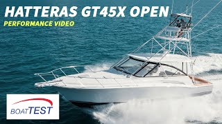 Hatteras GT45X Open 2020 Test Video  By BoatTESTcom [upl. by Suoivart293]