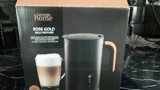 Asda Home Rose Gold Milk Frother unboxing amp review [upl. by Ecarret]