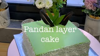 How to bake a Pandan layer cake  pandan custard cake [upl. by Atonsah603]