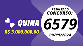 Quina Resultado Concurso 6579 09112024 quina quina6579quinaresultado6579 [upl. by Cohdwell]