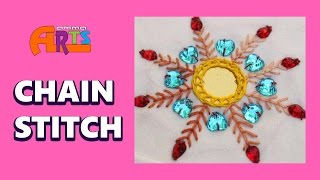 Chain Stitch  Golusu Kuttu ఈజీ గొలుసు కుట్టు   Amma Arts [upl. by Alston]