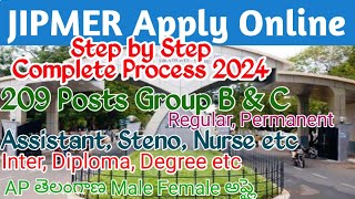 JIPMER Apply Online 2024 TeluguJIPMER Group B and Group C Application Form Fill Up 2024 [upl. by Atinid444]