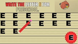 How to write letter E for Kindergarten  How to teach the kids to write alphabets [upl. by Eelir]