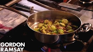 Gordon Ramsays Brussels Sprouts With Pancetta amp Chestnuts [upl. by Annaed876]