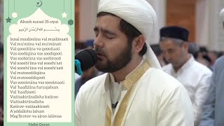 Surah Azhab Beautiful RecitationQuran Recitation Surah azhab verse 35Muhammadloiq Qori [upl. by Silvano]