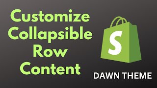 Customize Dawn Theme Collapsible Content Row [upl. by Lerim]