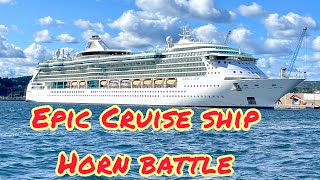 Epic Cruise Ship Horn Battle Caught LIVE [upl. by Vale483]