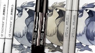 Cool gray marker comparison Copic TOUCHNEW Winsor Newton brush markers [upl. by Ear]