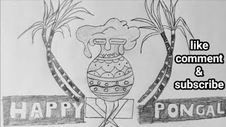 Pongal drawing  pongal drawing easy  pongal festival drawing [upl. by Erodasi]