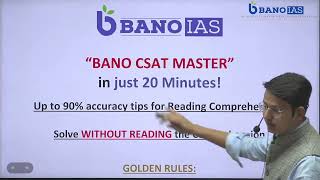 Part 1 CSAT Tricks Solve UPSC CSAT Comprehension questions without reading passage  8527366376 [upl. by Fogg817]