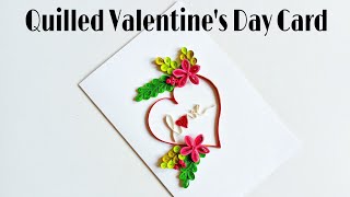 How To Make Quilled Valentines Day Card  Making Heart From Paper Quilling [upl. by Mervin]