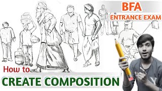 How to Create Composition  How to Sketch Human Figure  Drawing Lessons in Hindi [upl. by Dlabihcra]