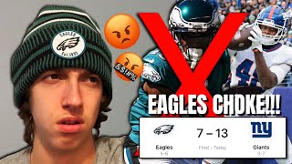 Eagles Fan Reaction to Eagles CHOKING and LOSING to Giants  JALEN REAGOR SUCKS [upl. by Anderer117]