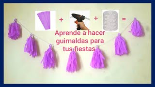 Como hacer una guirnalda de pompones con papel crepé [upl. by Daugherty]