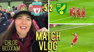 LFC FANS HAIL KLOPP AS THE REDS CRUISE TO VICTORY  Liverpool 52 Norwich  Matchday Vlog [upl. by Adlog575]