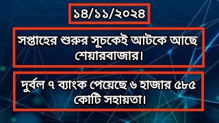 সপ্তাহের শুরুর সূচকেই আটকে আছে শেয়ারবাজার  Daily Share Market  Dhaka Stock Exchange  DSE  CSE [upl. by Annaeerb]