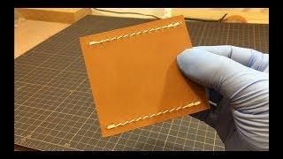 Hand Stitching Leather  Part 5  Leather Craft  Turn over  Saddle Stitch [upl. by Olivero880]