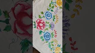 Painting bedsheet design painting chadardesign pillowcoverdesign handpainting shortvideo viral [upl. by Dympha]