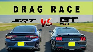 Ford Mustang GT 50 10 Speed vs Dodge Charger SRT 392 V8 battle Drag and Roll Race [upl. by Ytisahcal]