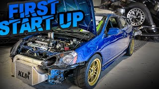 AWD Acura RSX BUILD  FIRST START UP Stock K20 Turbo Kit is COMPLETE  Ep4 [upl. by Okika]