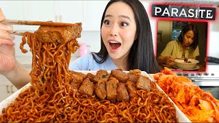 quotPARASITEquot Oscar Winning CHAPAGURI RAMEN MUKBANG Recipe Included [upl. by Kee]