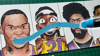 Lakers Starting 5 Drawn In CRAZY Art Styles 🎨 [upl. by Aiduan]