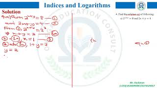 INDICES AND LOGARITHMS Lesson 3 Exponential equations contd [upl. by Hedi]