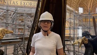 Restoration of monumental baldachin over main altar in St Peter’s Basilica completed [upl. by Jeminah]