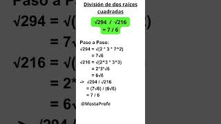 División de Raíces Cuadradas Explicación Paso a Paso Short 1 raícescuadradas [upl. by Zetrac]