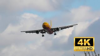 DHL Airbus A300B4 Landing into a windy London Heathrow Airport 4K [upl. by Thaddus]