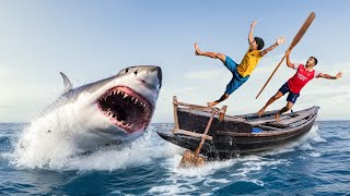 Shark Attack on Fishing Boat 10  A great White Shark Attack Short Movie [upl. by Aicilegna862]