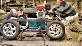 Homemade Bandsaw Mill From Old Car Wheels [upl. by Herrmann]